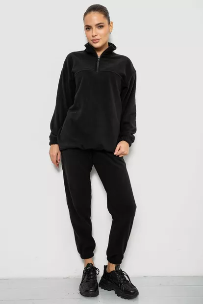 Спорт костюм жіночий на флісі, колір чорний, 241R2007