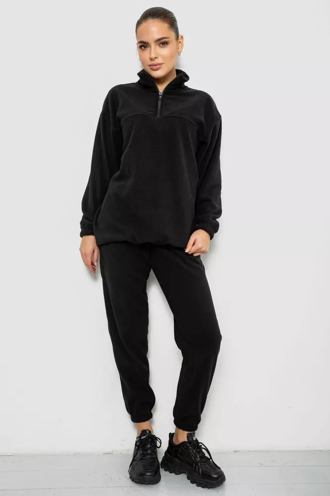 Купити Спорт костюм жіночий на флісі, колір чорний, 241R2007 - Фото №1