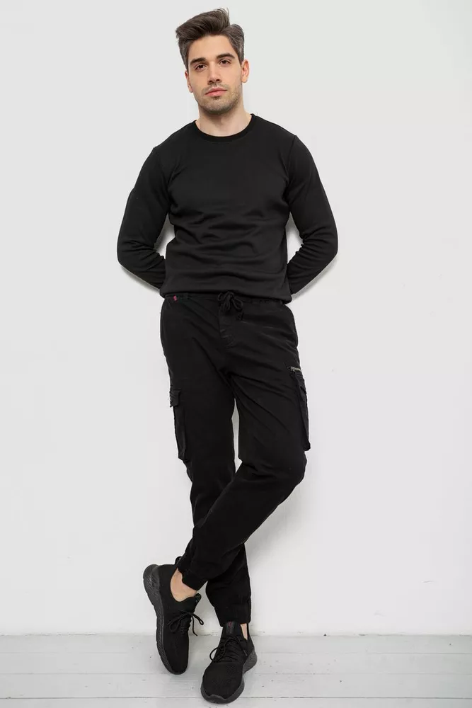 Купити Штани чоловічі однотонні, колір чорний, 244R1641 - Фото №2
