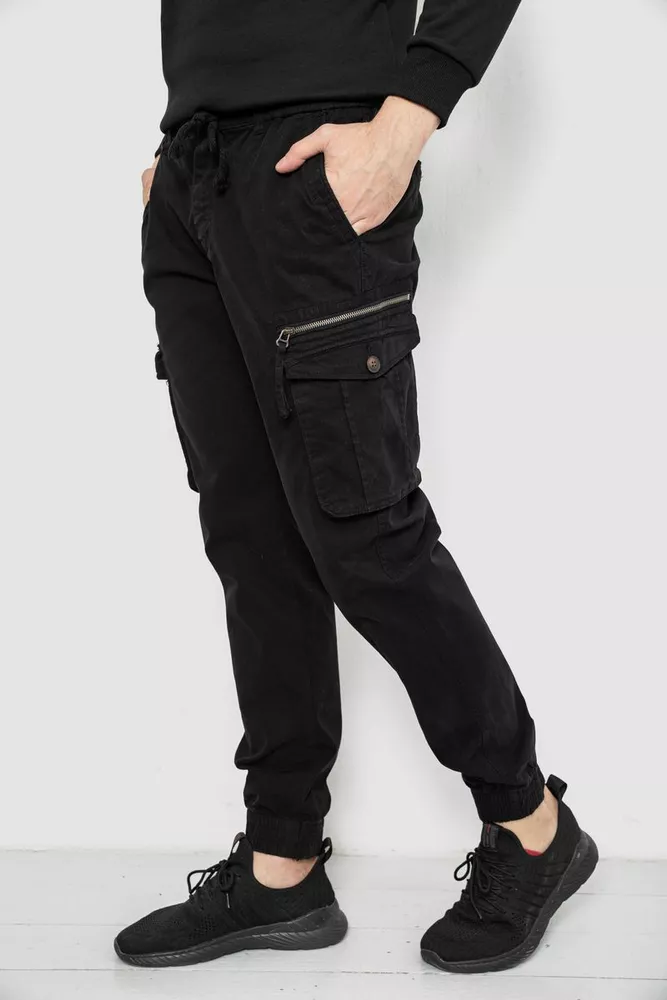 Купити Штани чоловічі однотонні, колір чорний, 244R1641 - Фото №3