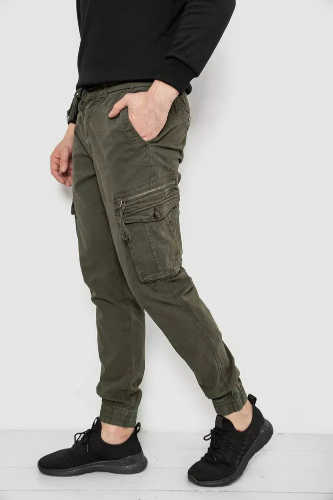 Купити Штани чоловічі однотонні, колір хакі, 244R1641 - Фото №3