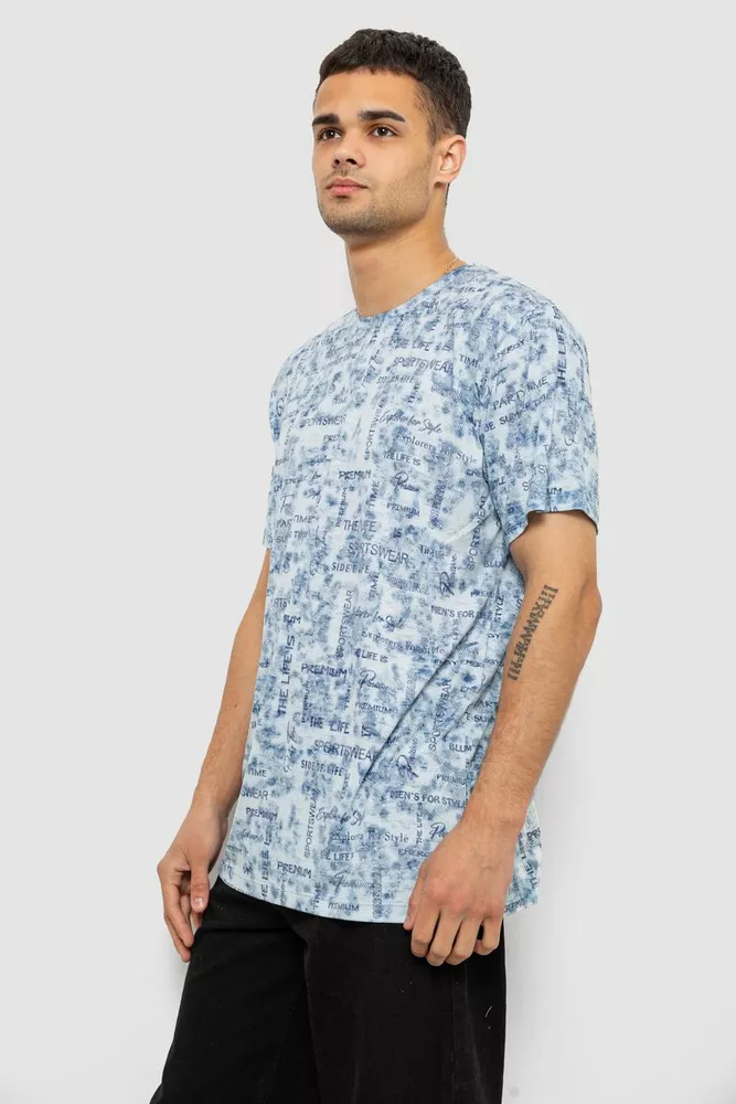 Купить Футболка мужская с принтом, цвет джинс, 244R5552-5 - Фото №3