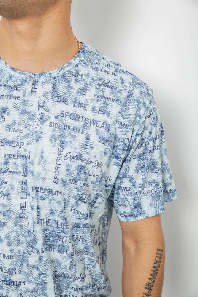 Купить Футболка мужская с принтом, цвет джинс, 244R5552-5 - Фото №5