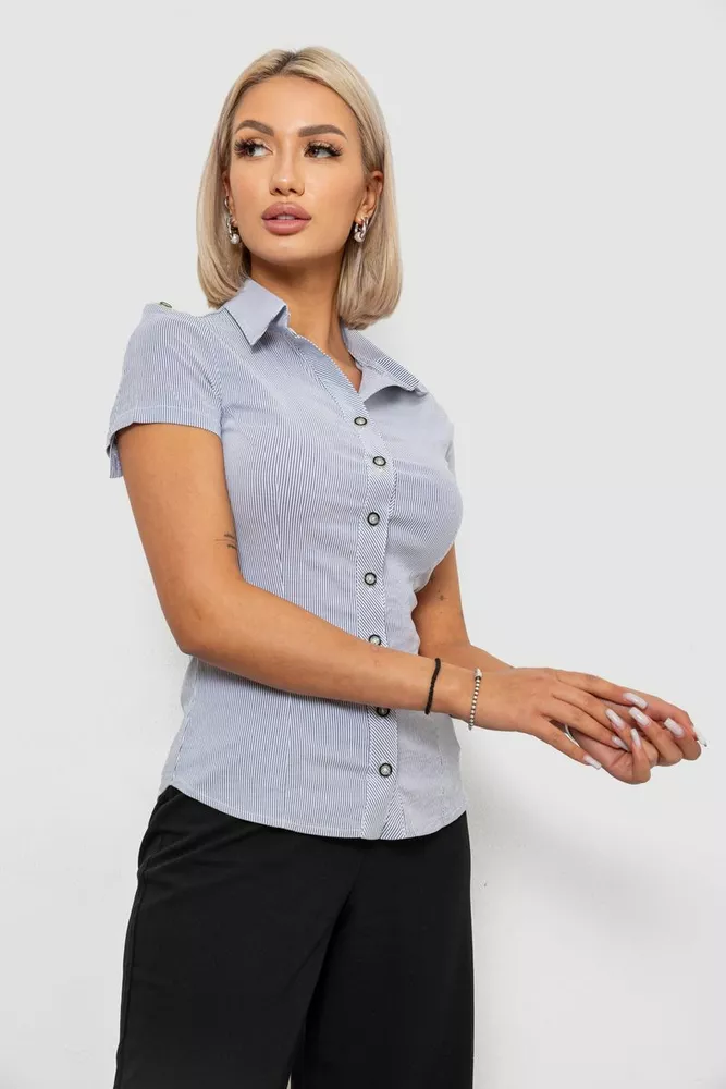 Купить Рубашка классическая в полоску, цвет серо-белый, 230R668 - Фото №3