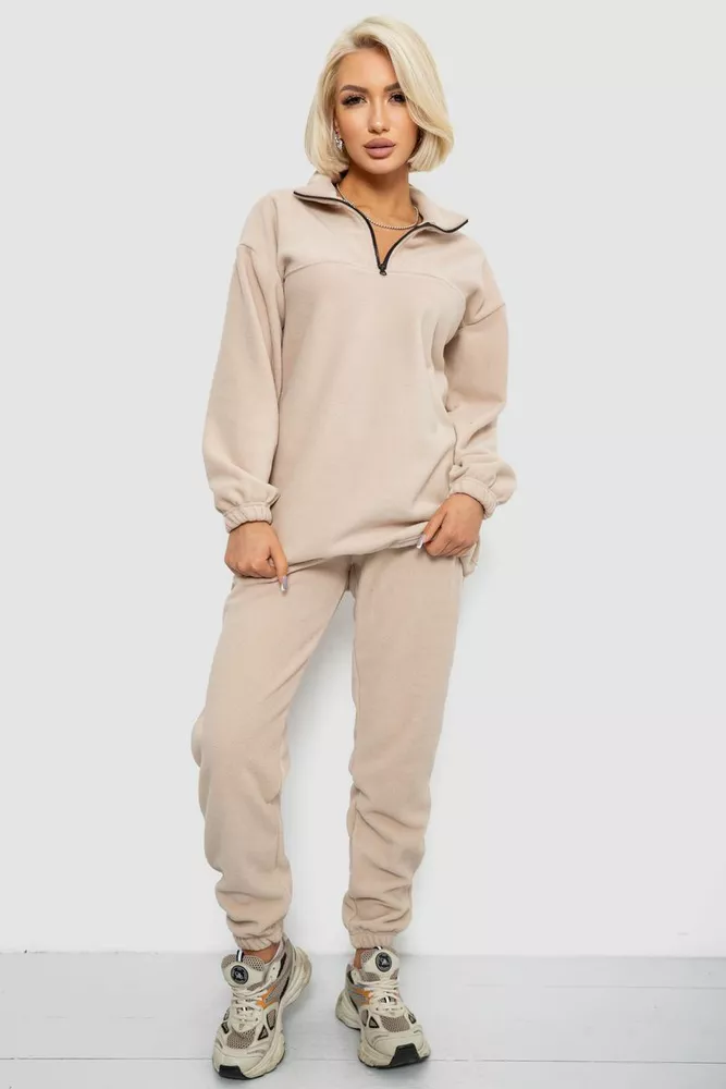 Купити Спорт костюм жіночий на флісі, колір бежевий, 241R2007 - Фото №1