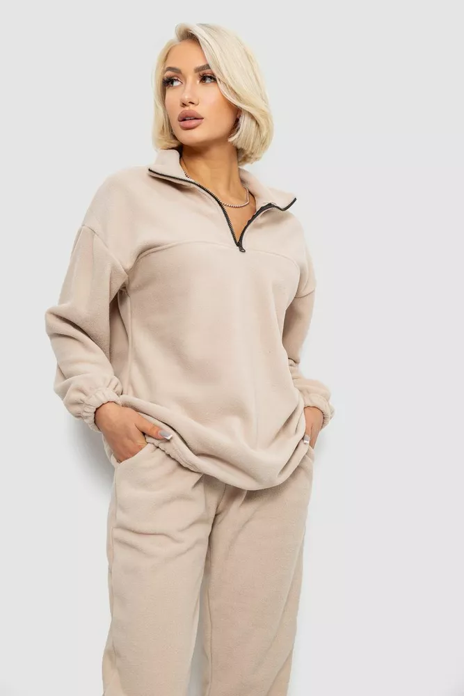 Купити Спорт костюм жіночий на флісі, колір бежевий, 241R2007 - Фото №2