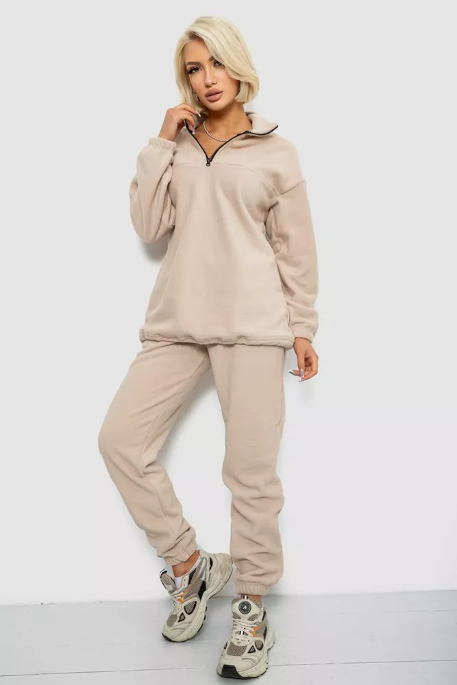 Купити Спорт костюм жіночий на флісі, колір бежевий, 241R2007 - Фото №3