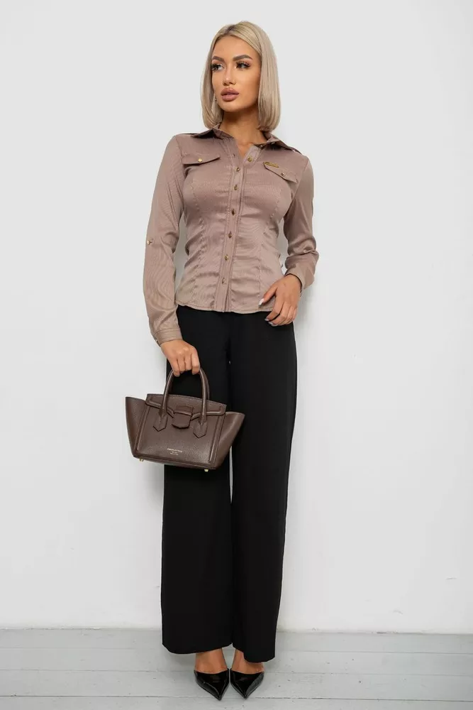 Купить Рубашка классическая в полоску, цвет бежевый, 230R646 оптом - Фото №2