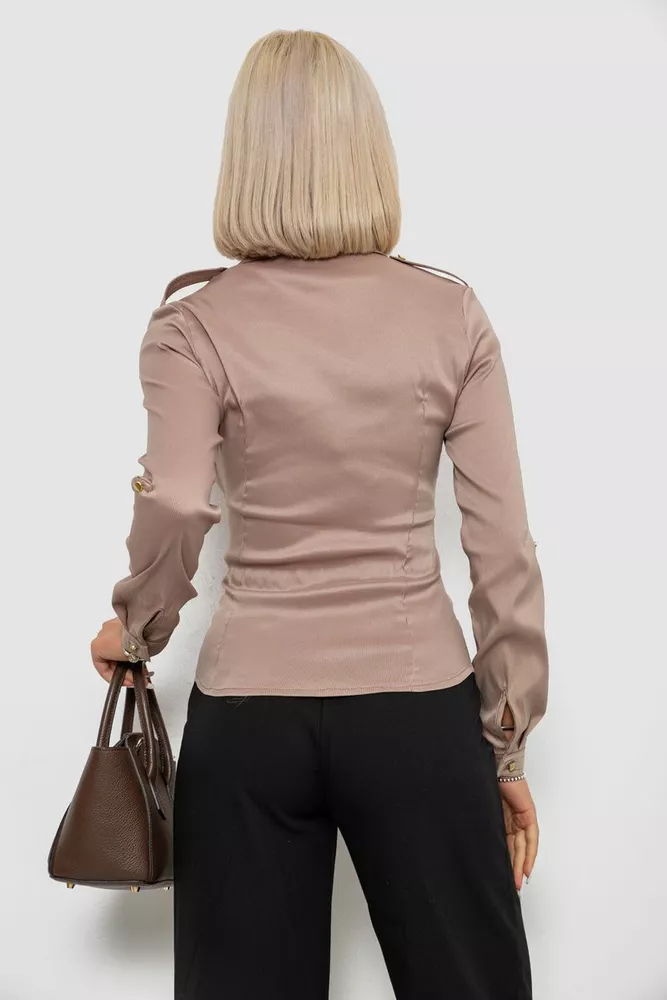 Купить Рубашка классическая в полоску, цвет бежевый, 230R646 оптом - Фото №4