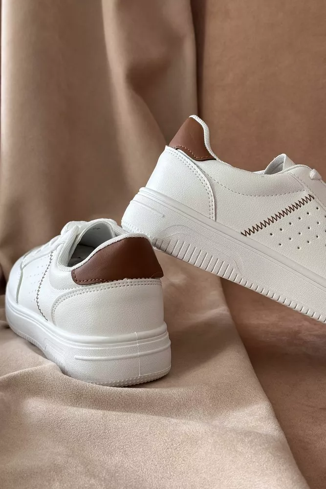 Купити Кеди жіночі, колір біло-коричневий, 248RR84 - Фото №4