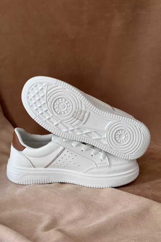 Купити Кеди жіночі, колір біло-коричневий, 248RR84 - Фото №5