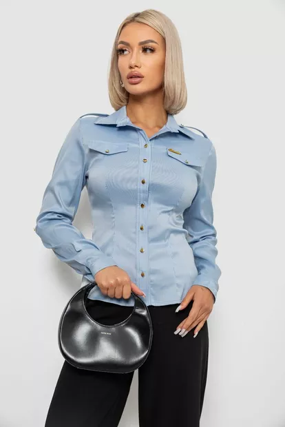 Рубашка классическая в полоску, цвет голубой, 230R646