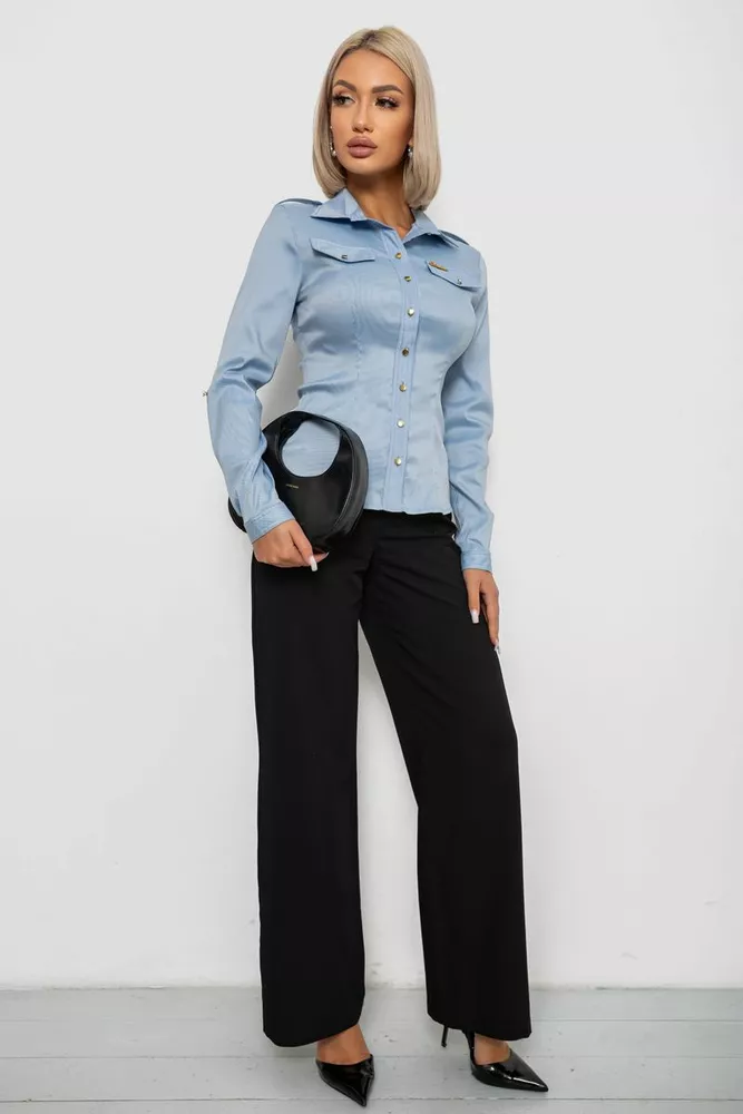 Купить Рубашка классическая в полоску, цвет голубой, 230R646 оптом - Фото №2