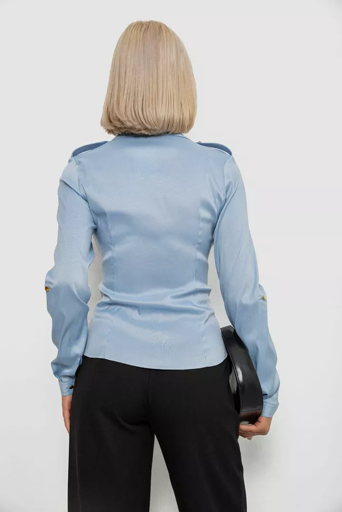 Купить Рубашка классическая в полоску, цвет голубой, 230R646 оптом - Фото №4