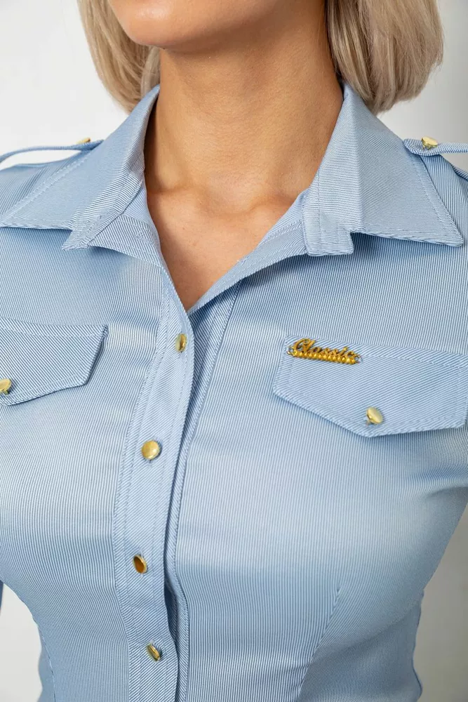 Купить Рубашка классическая в полоску, цвет голубой, 230R646 оптом - Фото №5