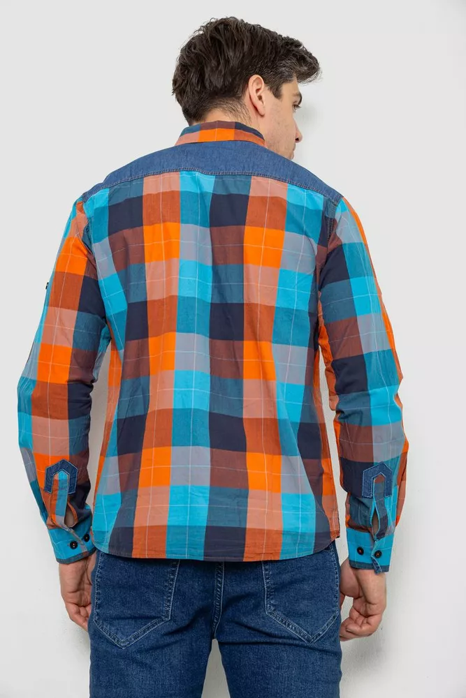 Купити Сорочка чоловіча в клітинку  -уцінка, колір помаранчевий, 214R0743-U-2 - Фото №4