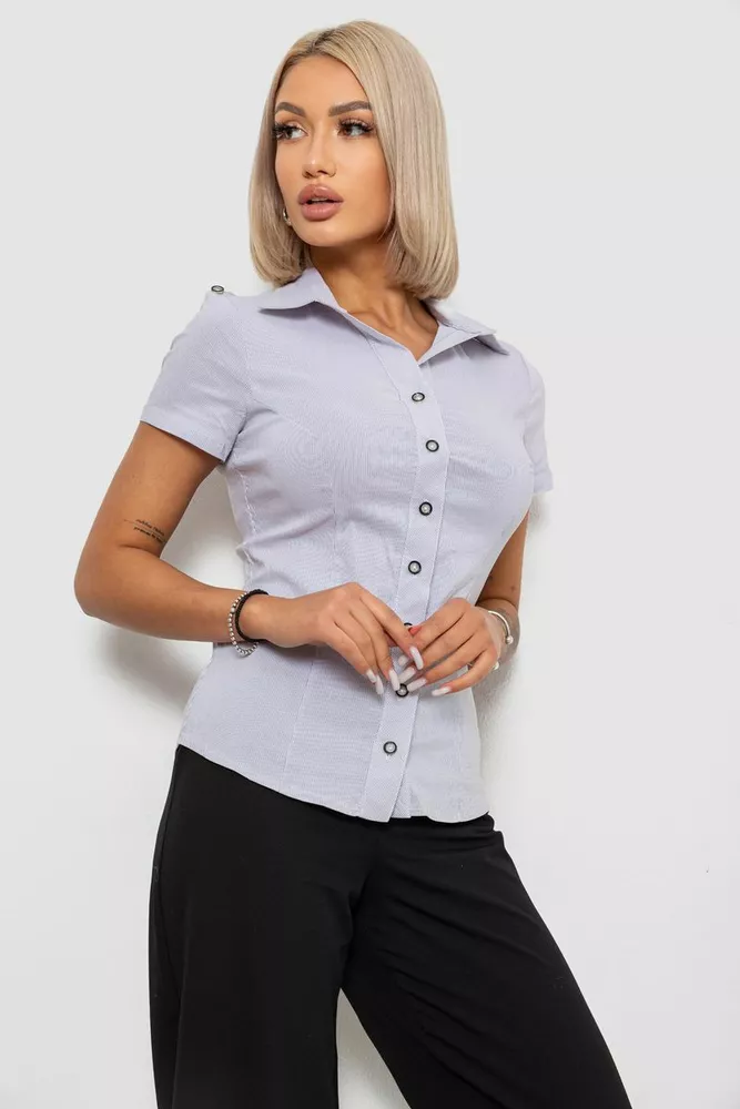 Купити Сорочка класична в смужку, колір сірий, 230R668 оптом - Фото №3
