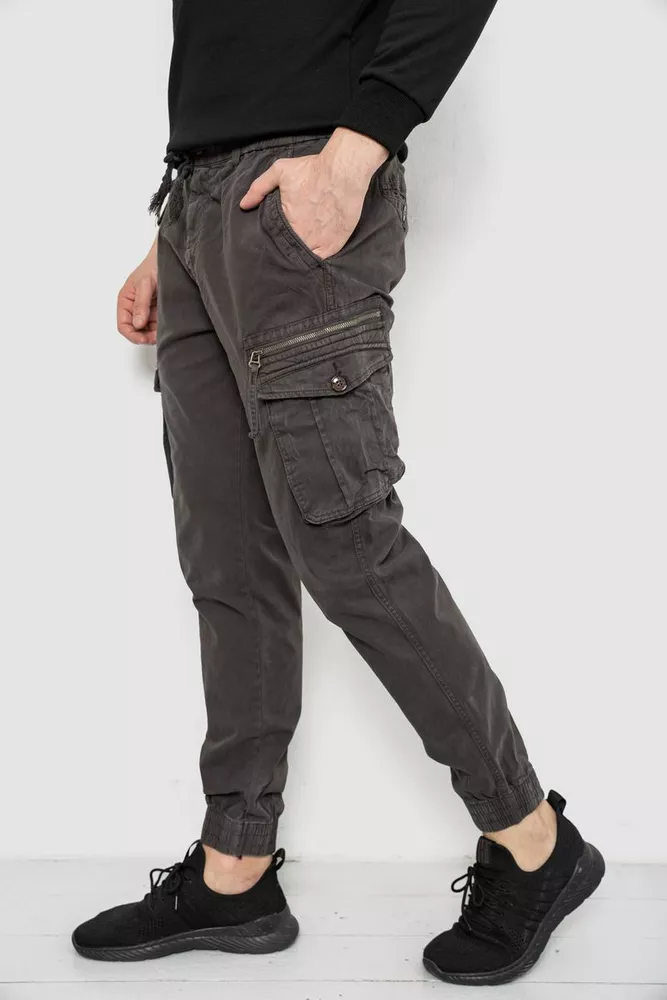 Купить Штаны мужские однотонные, цвет серый, 244R1641 - Фото №3