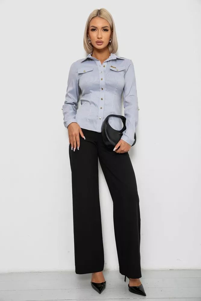 Купить Рубашка классическая в полоску, цвет серый, 230R646 оптом - Фото №2