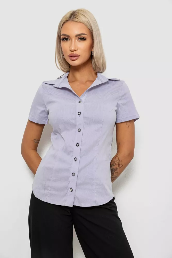 Купить Рубашка классическая в полоску, цвет сиреневый, 230R668 - Фото №1