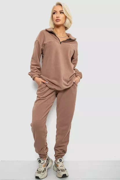Спортивный костюм женский на флисе, цвет мокко, 241R2007