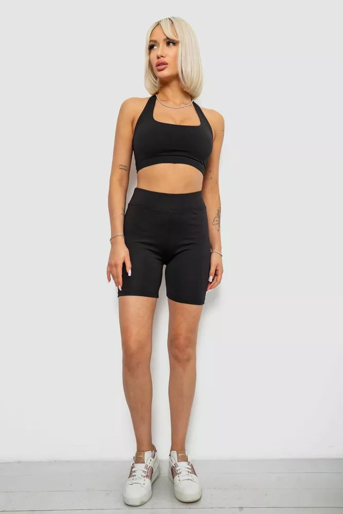 Купить Велотреки женские однотонные, цвет черный, 214R920 оптом - Фото №2