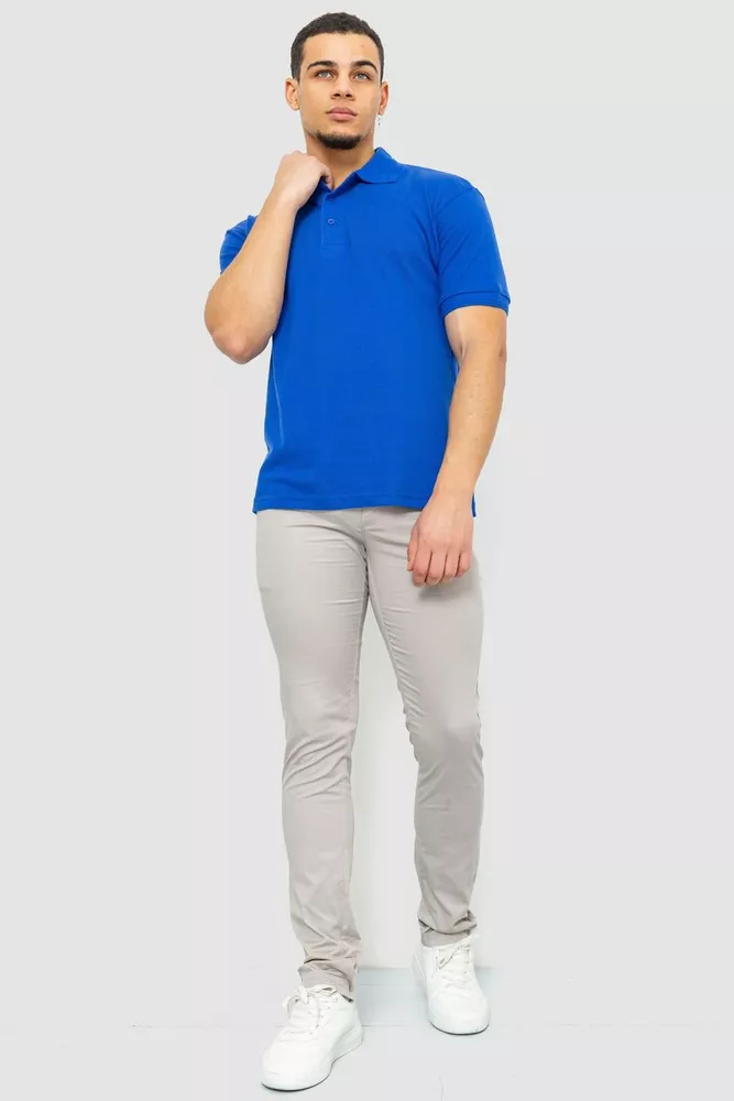 Купити Поло чоловіче однотонне  -уцінка, колір електрик, 244R015-U - Фото №3