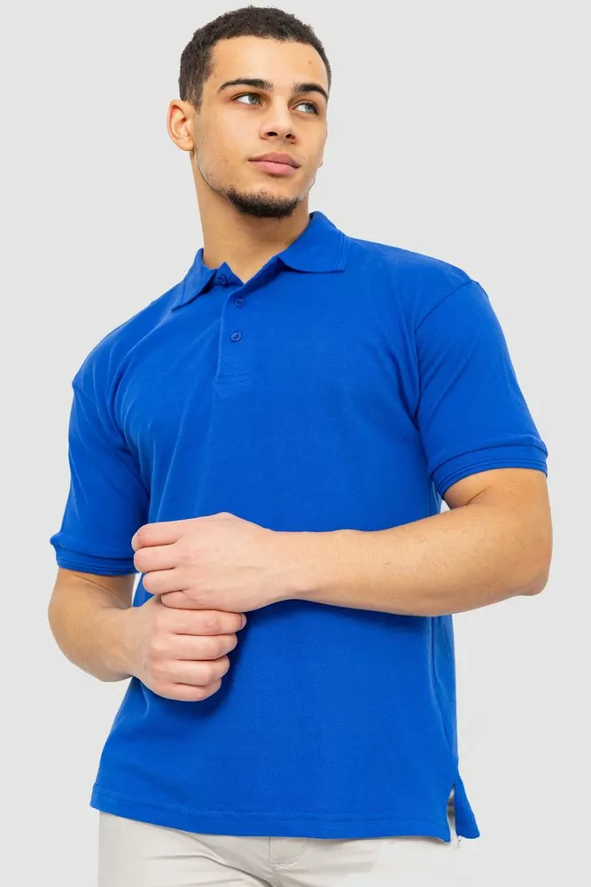 Купити Поло чоловіче однотонне  -уцінка, колір електрик, 244R015-U - Фото №1