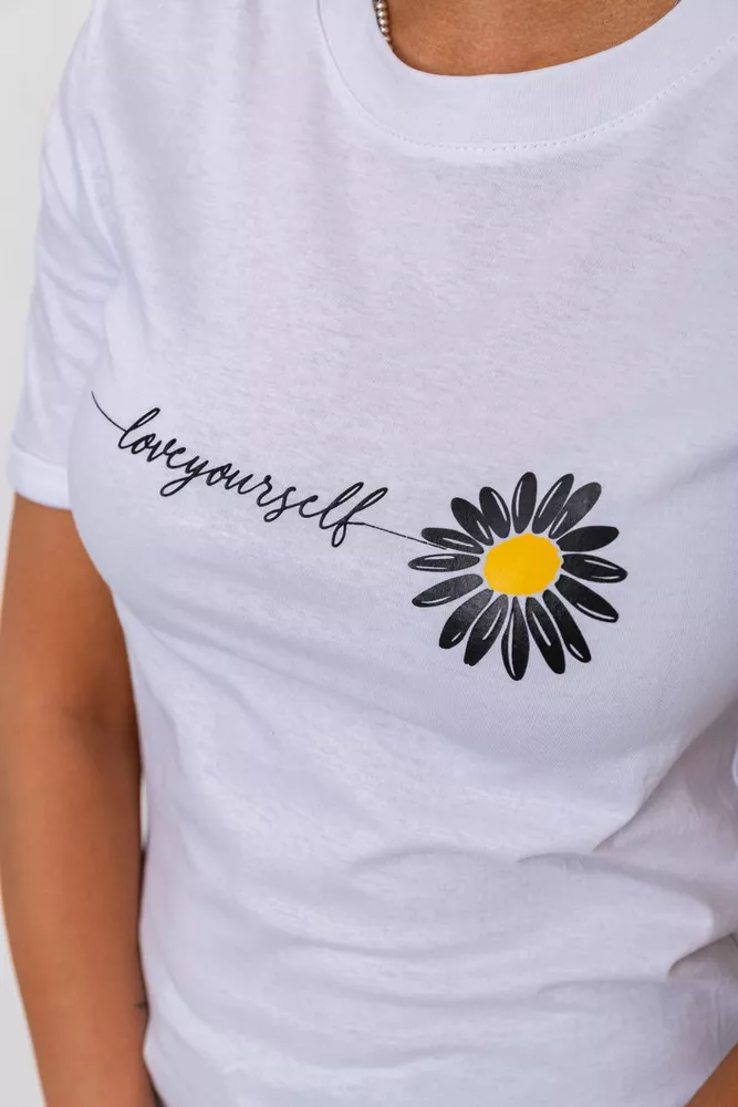 Купить Футболка женская с принтом  -уценка, цвет белый, 238R01632-U-1 - Фото №5