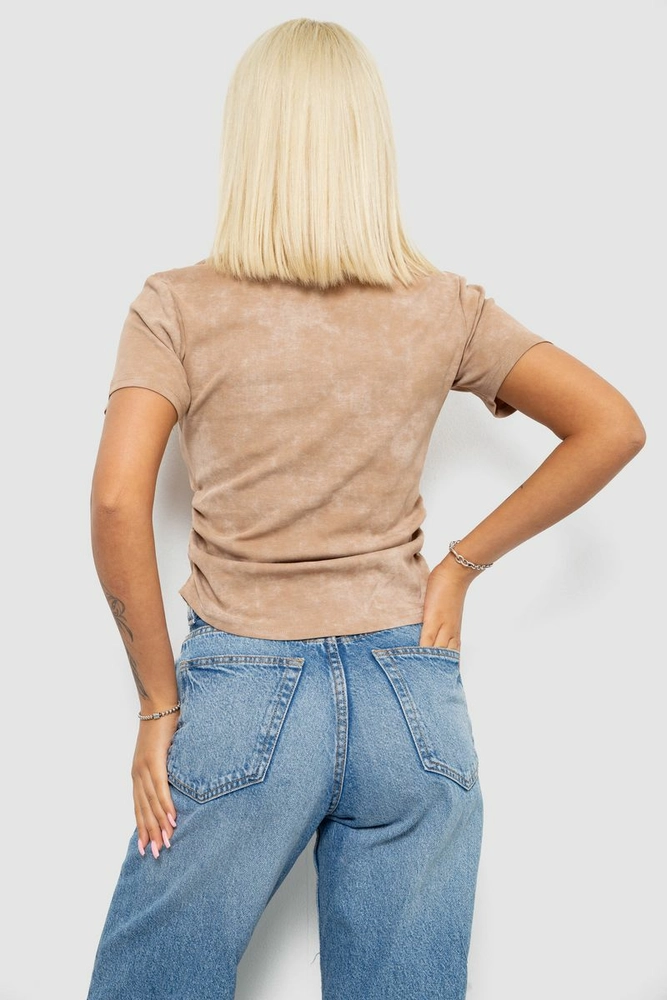 Купить Футболка женская с принтом, цвет бежевый, 221R3308 - Фото №4