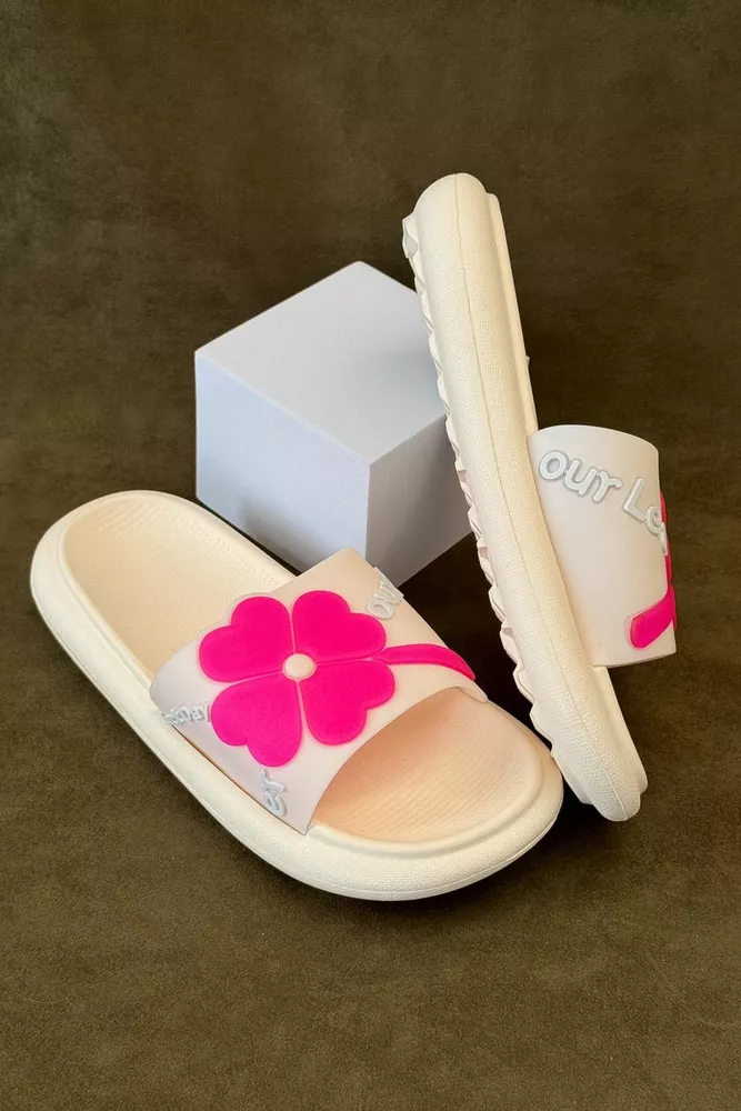 Купити Шльопанці жіночі з аплікацією, колір бежевий, 243R5028-1 - Фото №3