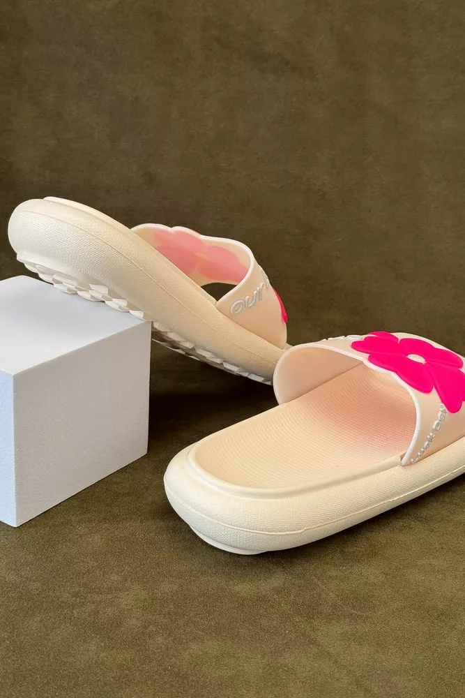 Купити Шльопанці жіночі з аплікацією, колір бежевий, 243R5028-1 - Фото №4