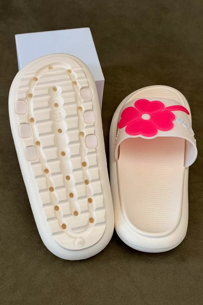 Купити Шльопанці жіночі з аплікацією, колір бежевий, 243R5028-1 - Фото №5