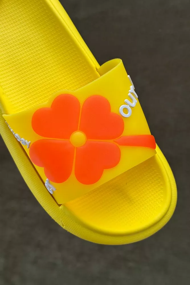 Купити Шльопанці жіночі з аплікацією, колір жовтий, 243R5028-1 - Фото №2
