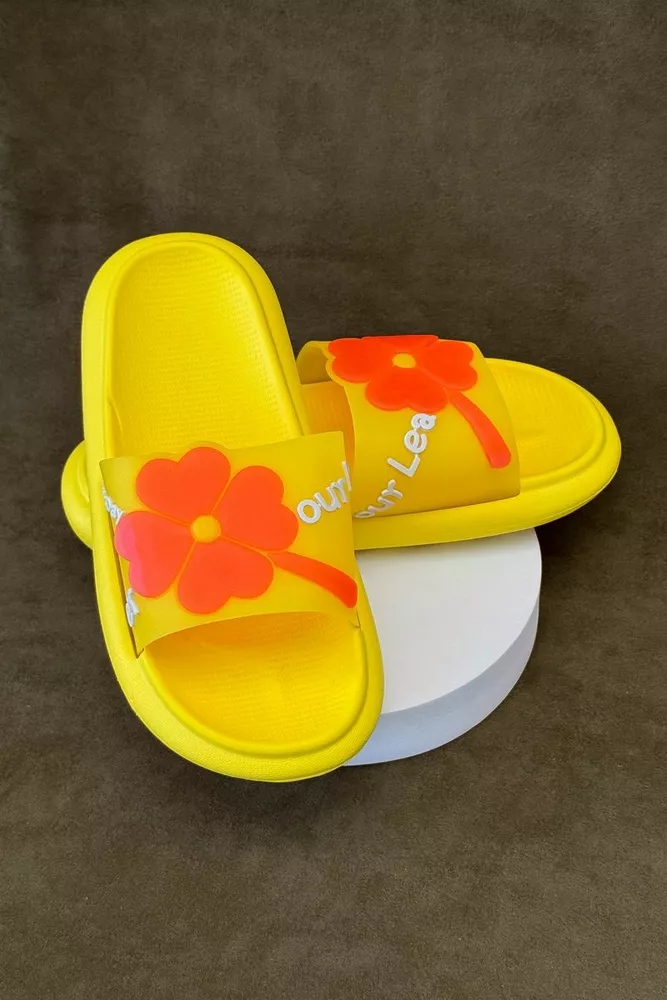 Купити Шльопанці жіночі з аплікацією, колір жовтий, 243R5028-1 - Фото №4