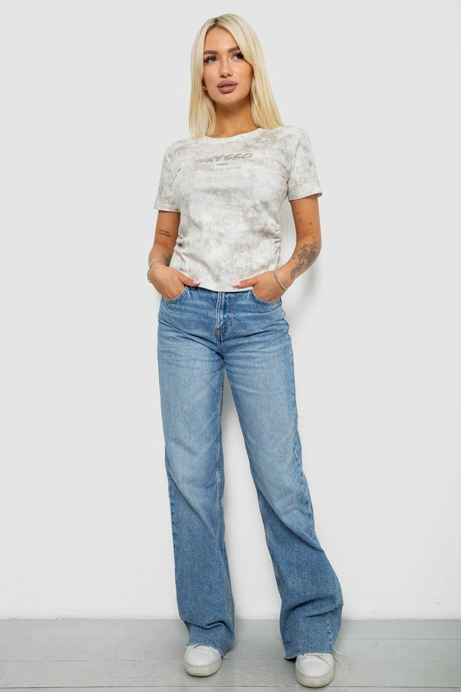 Купити Футболка жіноча з принтом, колір молочний, 221R3308 - Фото №2