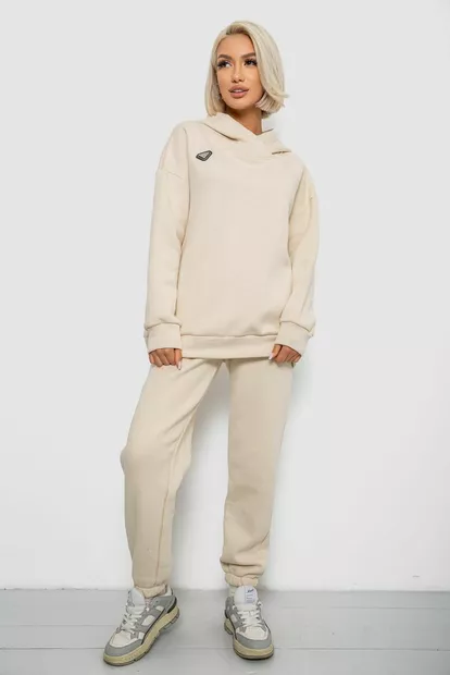 Спортивный костюм женский на флисе, цвет молочный, 247R1057-1