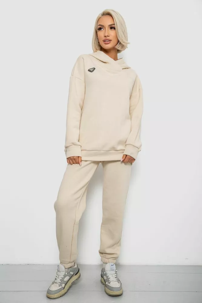 Купить Спортивный костюм женский на флисе, цвет молочный, 247R1057-1 - Фото №1