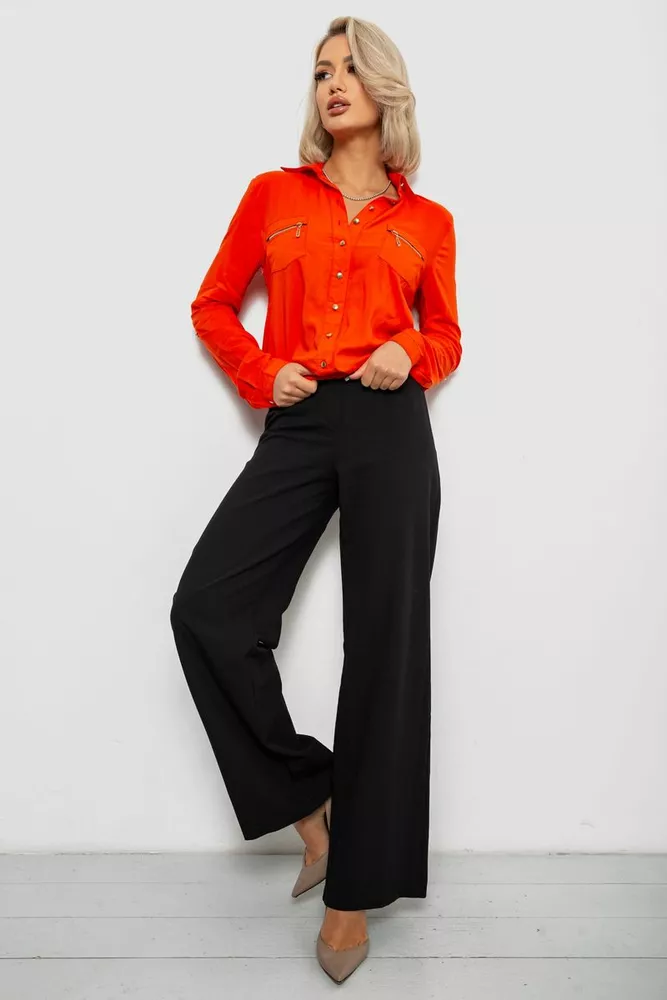 Купить Рубашка женская однотонная, цвет оранжевый, 230R304-1 - Фото №2