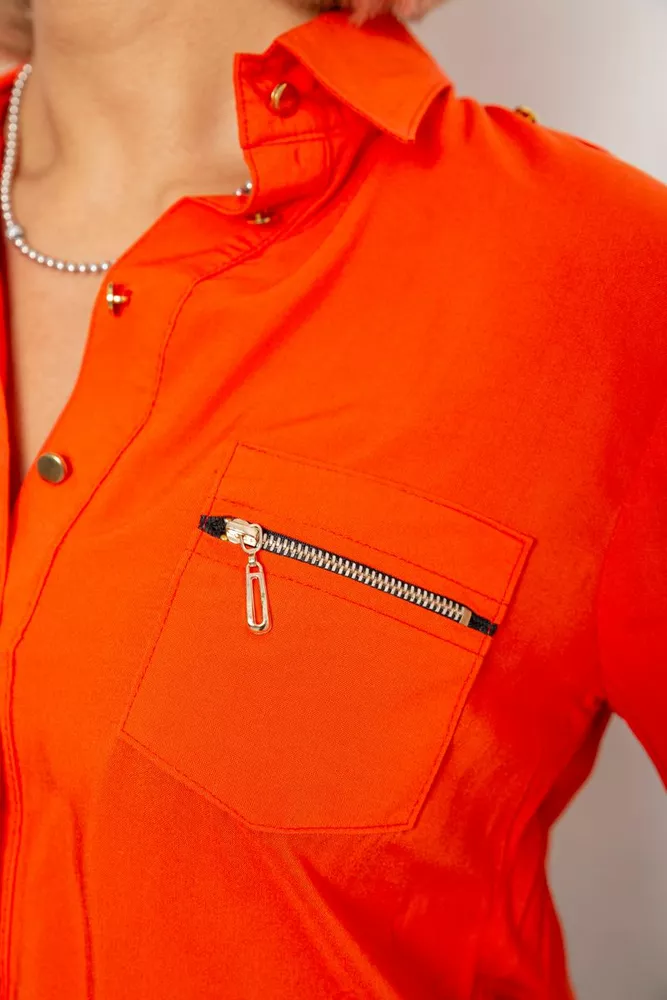 Купить Рубашка женская однотонная, цвет оранжевый, 230R304-1 - Фото №5