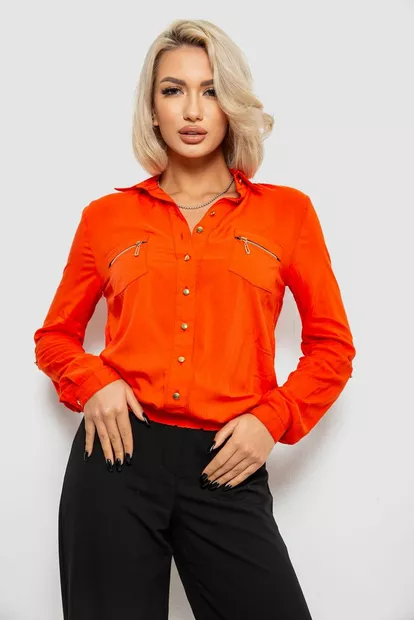 Рубашка женская однотонная, цвет оранжевый, 230R304-1