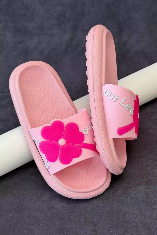 Купить Шлепанцы женские с аппликацией, цвет розовый, 243R5028-1 - Фото №2