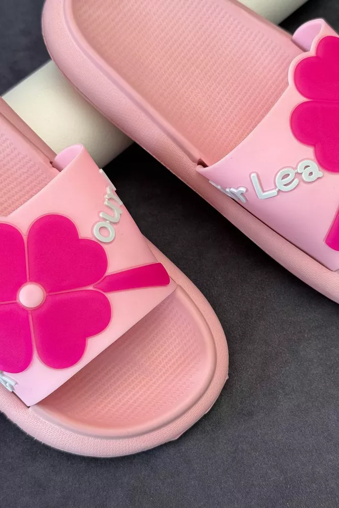 Купить Шлепанцы женские с аппликацией, цвет розовый, 243R5028-1 - Фото №4