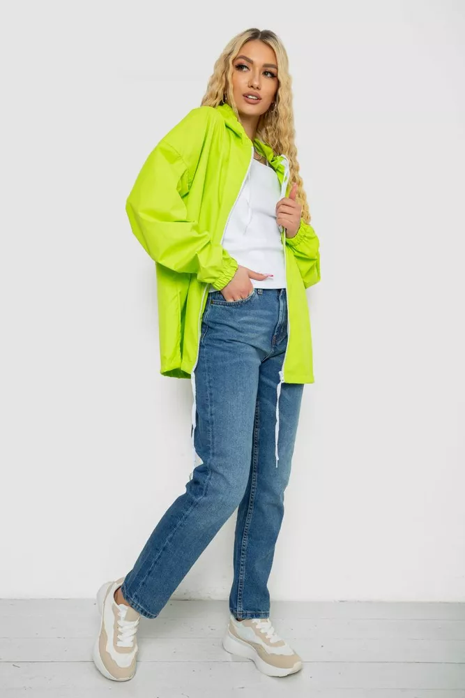 Купить Ветровка женская с капюшоном  -уценка, цвет салатовый, 238R102-1-U-2 - Фото №2