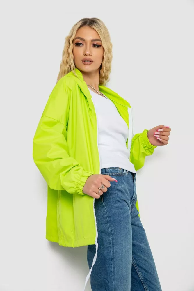 Купить Ветровка женская с капюшоном  -уценка, цвет салатовый, 238R102-1-U-2 - Фото №3