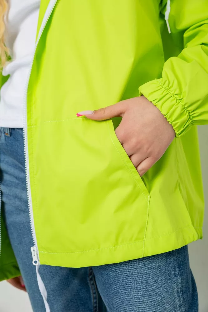 Купить Ветровка женская с капюшоном  -уценка, цвет салатовый, 238R102-1-U-2 - Фото №6