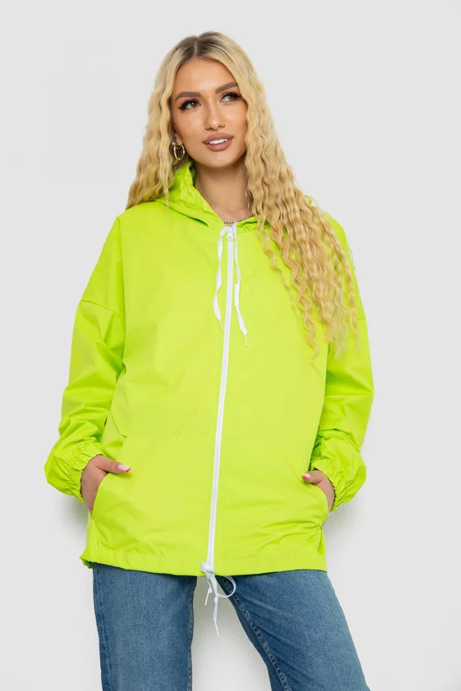 Купить Ветровка женская с капюшоном  -уценка, цвет салатовый, 238R102-1-U-2 - Фото №1