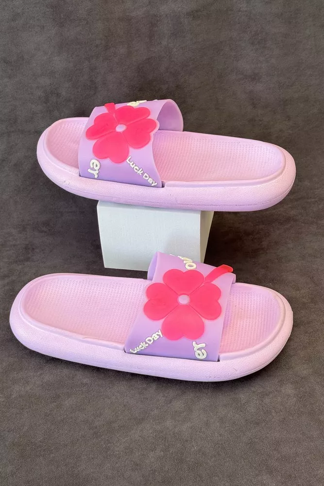 Купити Шльопанці жіночі з аплікацією, колір бузковий, 243R5028-1 - Фото №4