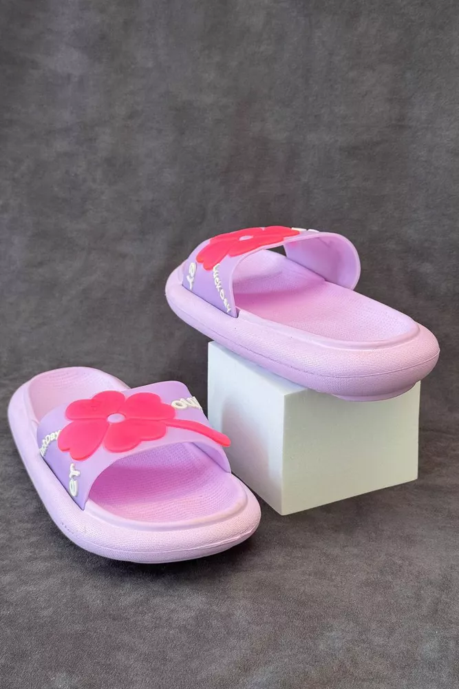 Купити Шльопанці жіночі з аплікацією, колір бузковий, 243R5028-1 - Фото №5