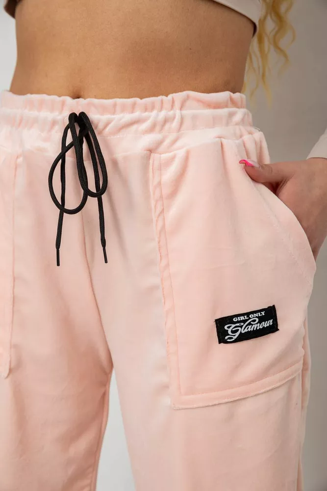 Купити Штани жіночі велюрові  -уцінка, колір персиковий, 238R58473-U-49 - Фото №5